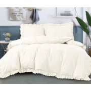 Pościel Z Falbanką Mikrofibra Cotton World 160x200 3cz Ekri