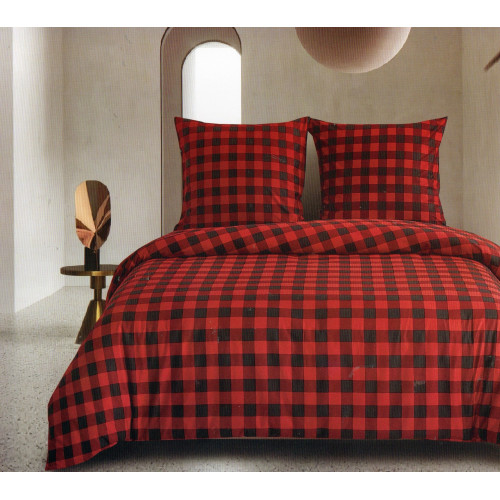 Pościel 220x200 Dwustronna Bawełna Satynowa Collection World Krata Cze...