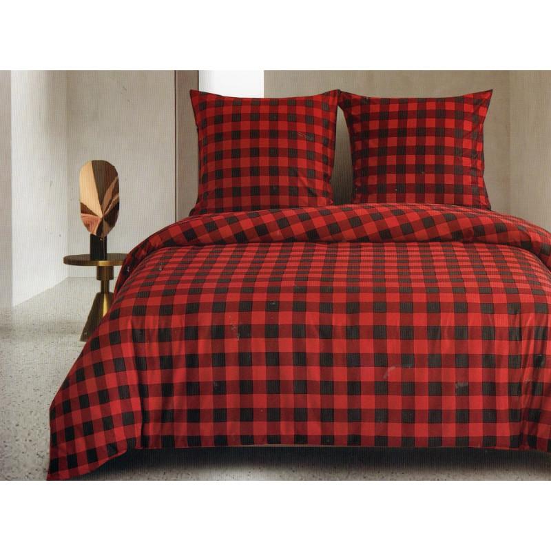 Pościel 220x200 Dwustronna Bawełna Satynowa Collection World Krata Cze...