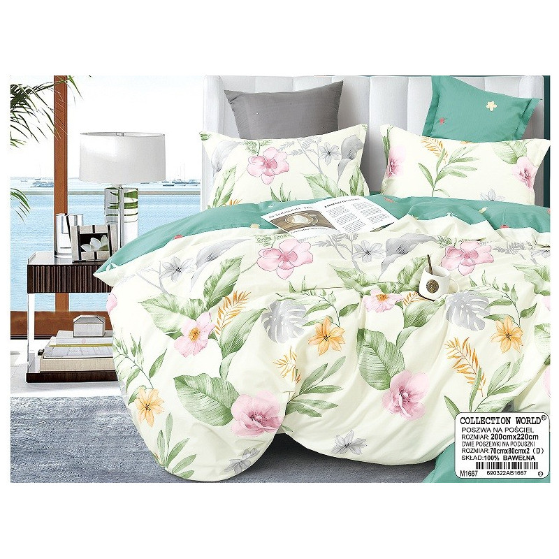 Pościel 160x200 Dwustronna Bawełna Satynowa Collection Kwiaty