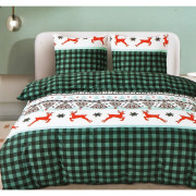 Pościel Świąteczna Bawełna Collection World 160x200 Krata Zielona Reni...