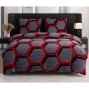 Pościel Gruba Z Mikrofibry Miś 160x200cm 3cz Sześciokąty Plastry Miodu