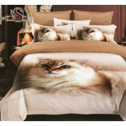 Pościel 3D Satyna Bawełniana 160/200 3cz Kotek