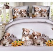 Pościel 3D Satyna Bawełniana 160/200 3cz Pieski