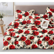 Pościel 3D Satyna Bawełniana 220/200 3cz Czerwone Róże