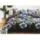 Pościel 3D Satyna Bawełniana 160/200 Z Prześcieradłem Niebieskie Kwiat...