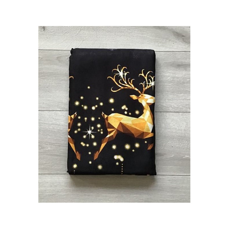 Firana Świąteczna Gotowa 400cmx155cm Boże Narodzenie Czarna Renifery