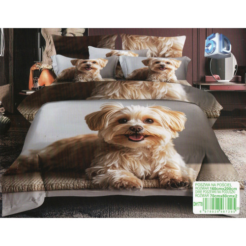 Pościel 3D Satyna Bawełniana 160/200 3cz Pies