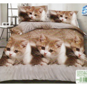 Pościel 3D Satyna Bawełniana 160/200 3cz Kotki