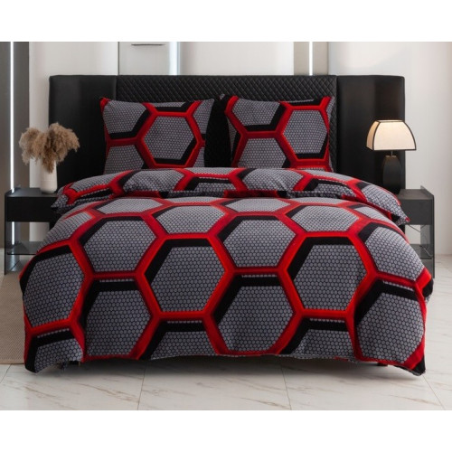 Pościel Gruba Z Mikrofibry Miś 220x200cm 3cz Sześciokąty Plaster Miodu