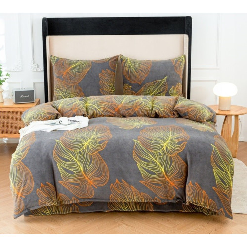 Pościel Gruba Z Mikrofibry Miś 220x200cm 3cz Liście