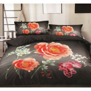 Pościel 3D Satyna Bawełniana 160/200 Z Prześcieradłem Kwiaty