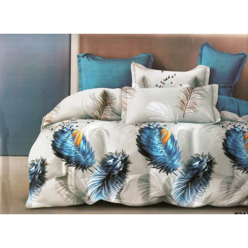 Pościel 3D Satyna Bawełniana 160/200 Z Prześcieradłem Pióra