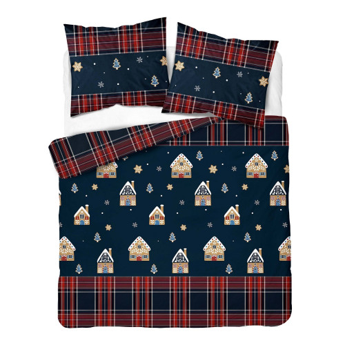 Pościel Detexpol 100% Bawełna 160x200 3cz Wzór Świąteczny 5816A Granat