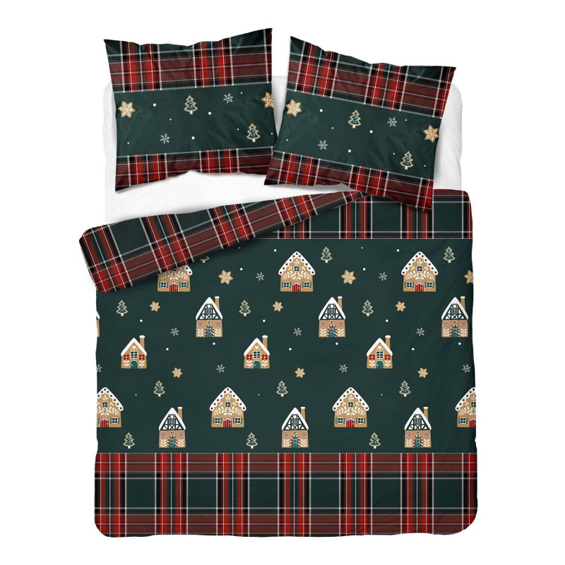 Pościel Detexpol 100% Bawełna 160x200 3cz Wzór Świąteczny 5816B Zielon...