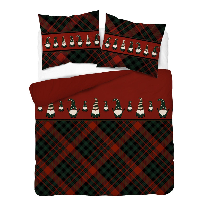 Pościel Detexpol 100% Bawełna 160x200 3cz Święta Krata Skrzaty 5821B C...