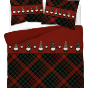 Pościel Detexpol 100% Bawełna 160x200 3cz Święta Krata Skrzaty 5821B C...