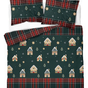 Pościel Detexpol 100% Bawełna 220x200 3cz Wzór Świąteczny 5816B Zielon...