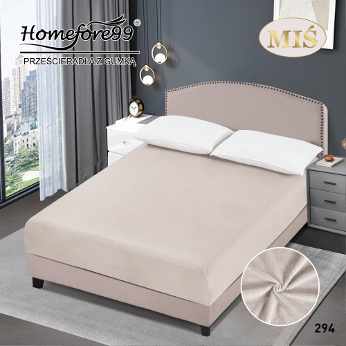 Prześcieradło Z Gumką Pluszowa Mikrofibra Miś 220x200 Kość Słoniowa