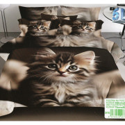 Pościel 3D Satyna Bawełniana 160/200 3cz Kotek