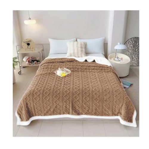 Koc Dwustronny Tłoczony/Baranek Mikrofibra 220x200 Czekoladowy