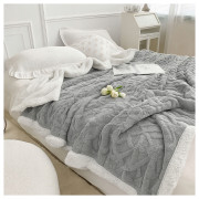 Koc Dwustronny Alpaka Sherpa 200x230cm Jasny Szary Sweterek