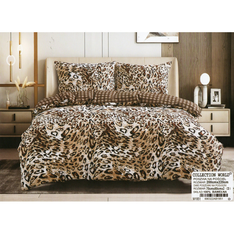 Pościel 140x200 Dwustronna Bawełna Satynowa Collection World Panterka