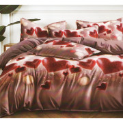 Pościel 3D Satyna Bawełniana 160/200 4cz Czerwone Serca