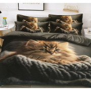 Pościel 3D Satyna Bawełniana 160/200 Z Prześcieradłem Kot