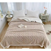 Koc Dwustronny Tłoczony/Baranek Mikrofibra 160x200 Beżowy