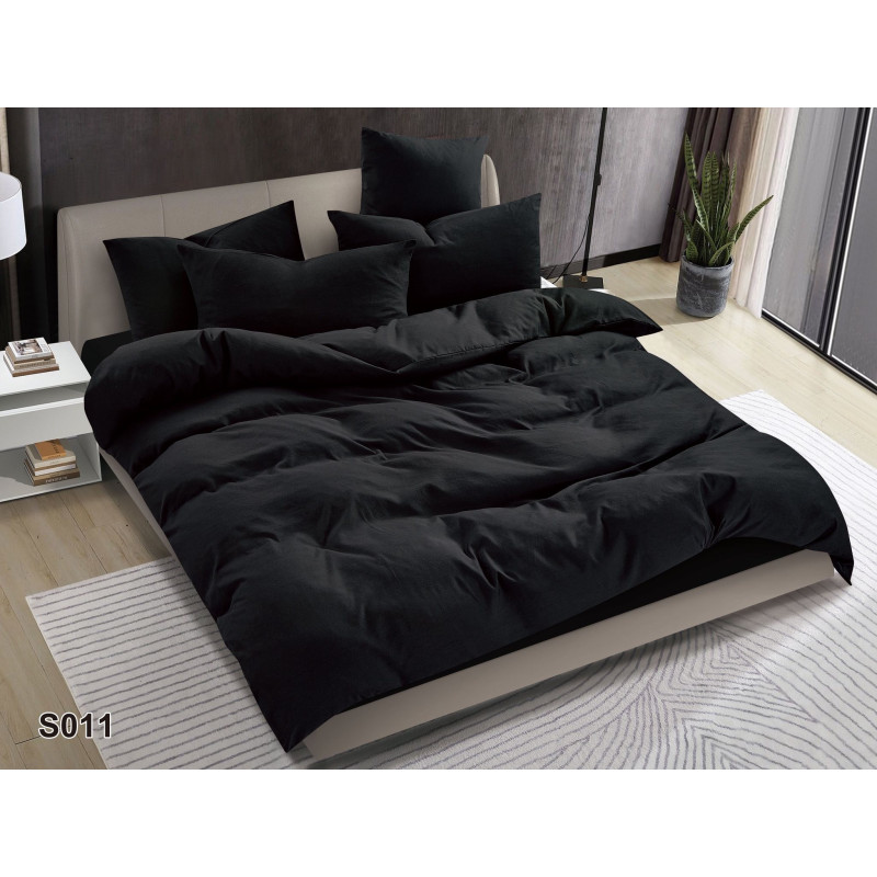 Pościel Clasic Gładka Mikrofibra 160x200 3cz Czarna