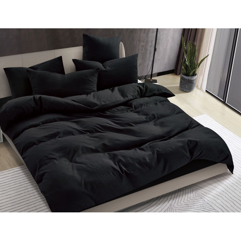 Pościel Clasic Gładka Mikrofibra 160x200 3cz Czarna
