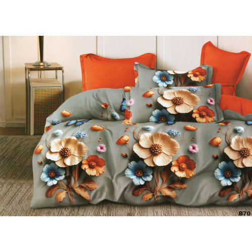 Pościel 3D Satyna Bawełniana 160/200 z Prześcieradłem Kolorowe Kwiaty