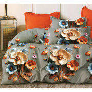 Pościel 3D Satyna Bawełniana 160/200 z Prześcieradłem Kolorowe Kwiaty