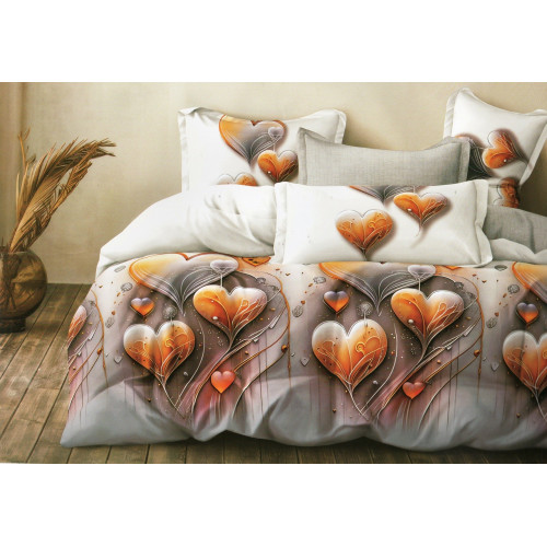 Pościel 3D Satyna Bawełniana 160/200 z Prześcieradłem Serca
