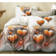 Pościel 3D Satyna Bawełniana 160/200 z Prześcieradłem Serca