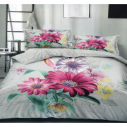 Pościel 3D Satyna Bawełniana 220/200 Z Prześcieradłem Kwiaty