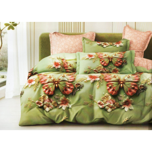 Pościel 3D Satyna Bawełniana 220/200 Z Prześcieradłem Motyle