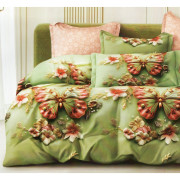 Pościel 3D Satyna Bawełniana 220/200 Z Prześcieradłem Motyle