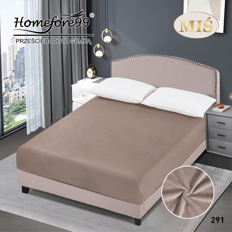 Prześcieradło Z Gumką Pluszowa Mikrofibra Miś 220x200 Ciemny Beż