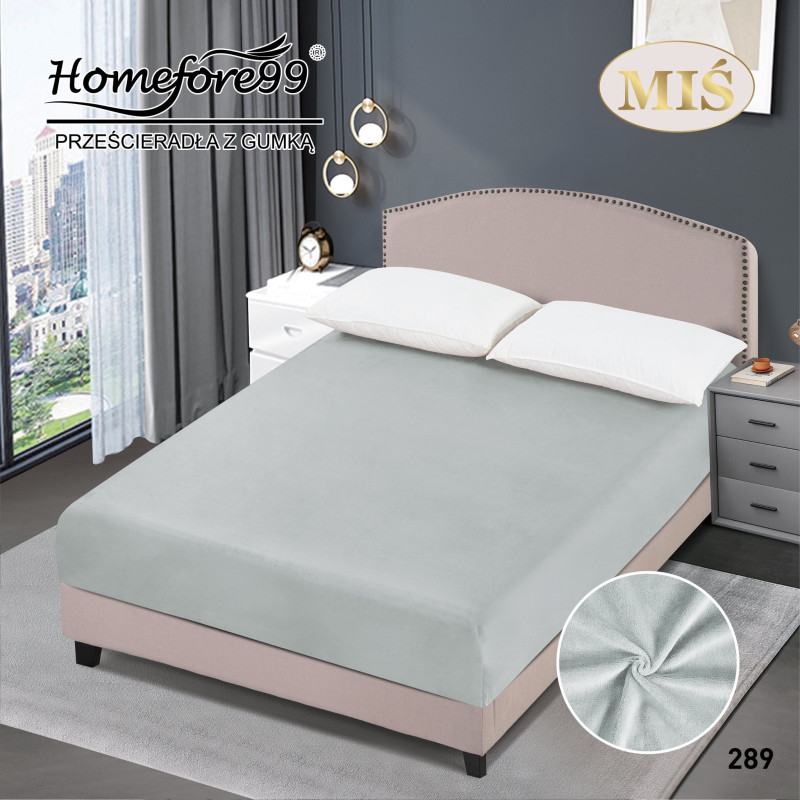 Prześcieradło Z Gumką Pluszowa Mikrofibra Miś 160x200 Jasny Szary