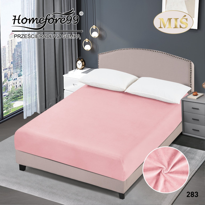 Prześcieradło Z Gumką Pluszowa Mikrofibra Miś 160x200 Pudrowy Róż