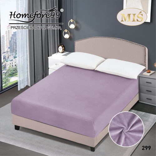 Prześcieradło Z Gumką Pluszowa Mikrofibra Miś 160x200 Jasny Fiolet