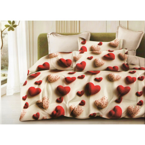 Pościel 3D Satyna Bawełniana 160/200 Z Prześcieradłem Serca