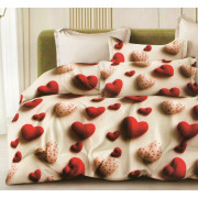 Pościel 3D Satyna Bawełniana 160/200 Z Prześcieradłem Serca