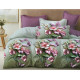 Pościel 3D Satyna Bawełniana 220/200 z Prześcieradłem Kwiaty Różowe