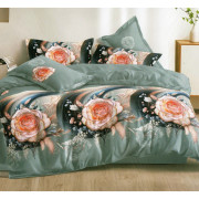 Pościel 3D Satyna Bawełniana 220/200 z Prześcieradłem Róże