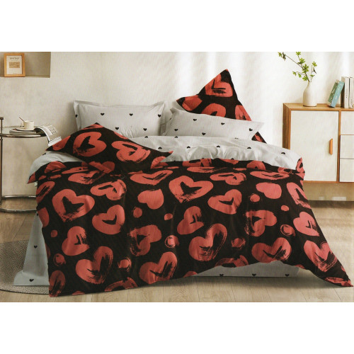 Pościel 3D Satyna Bawełniana 220/200 z Prześcieradłem Serca