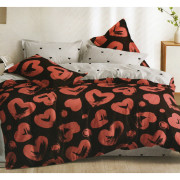 Pościel 3D Satyna Bawełniana 220/200 z Prześcieradłem Serca
