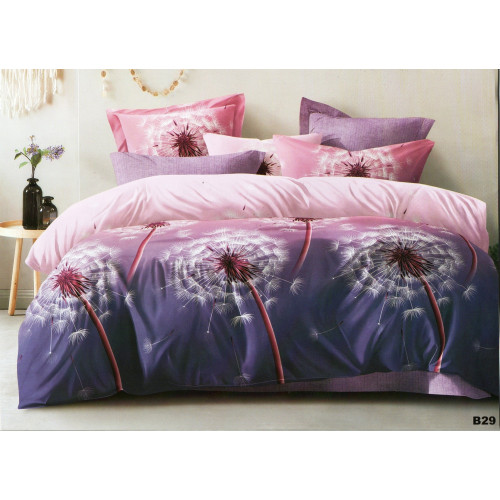 Pościel 3D Satyna Bawełniana 220/200 z Prześcieradłem Fioletowa Dmucha...